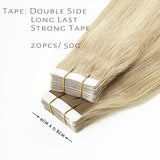 Tape in Hair Extensions B#13/60 Balayage Light Ash Blonde to Platinum Blonde