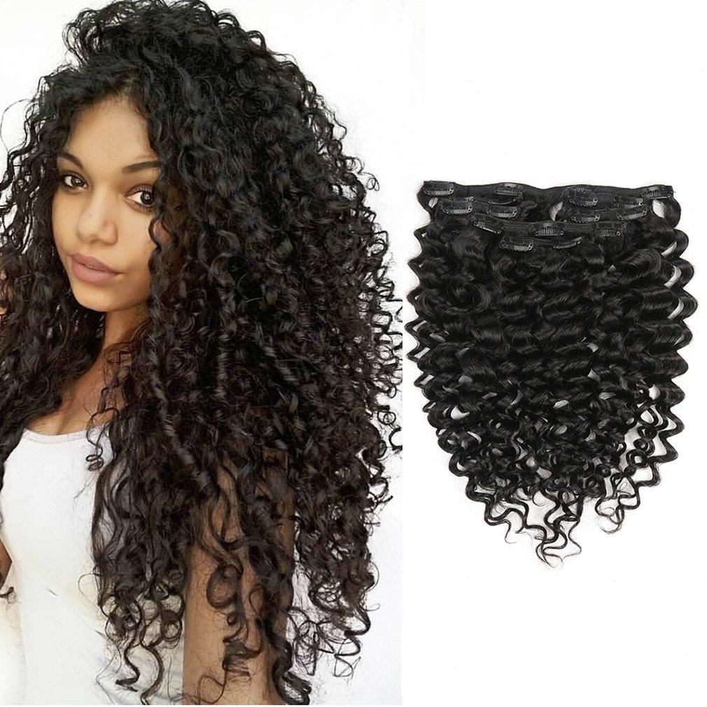 Highlight Blonde Curly Clip in Human Hair Extensions Afro Jerry Curly 3B 3C Real Hair Clip in Extensions For Black Women 16inch Dark Brown Mixed with Strawberry Blonde Color 100% Brazilian African American Hair Extension Clip Ins human hair curl