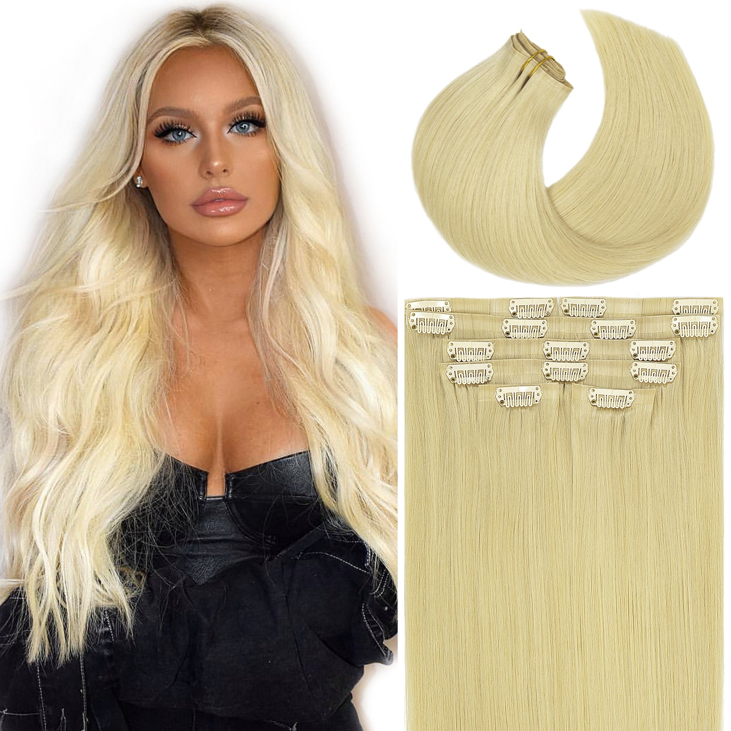 Hair Seamless Clip in Hair Extensions Human Hair Ultra Thin PU Weft Naturons Hair Extensions Clip in Extension lacerhairofficial