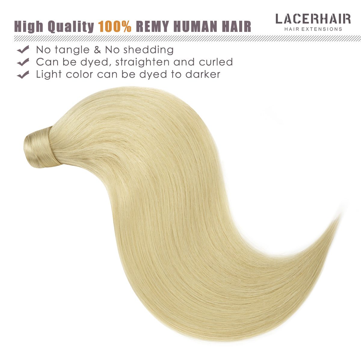 Human Hair Ponytail Wrap Around Ponytail Human Hair Extensions with Invisible Comb blonde clip lacerhairofficial