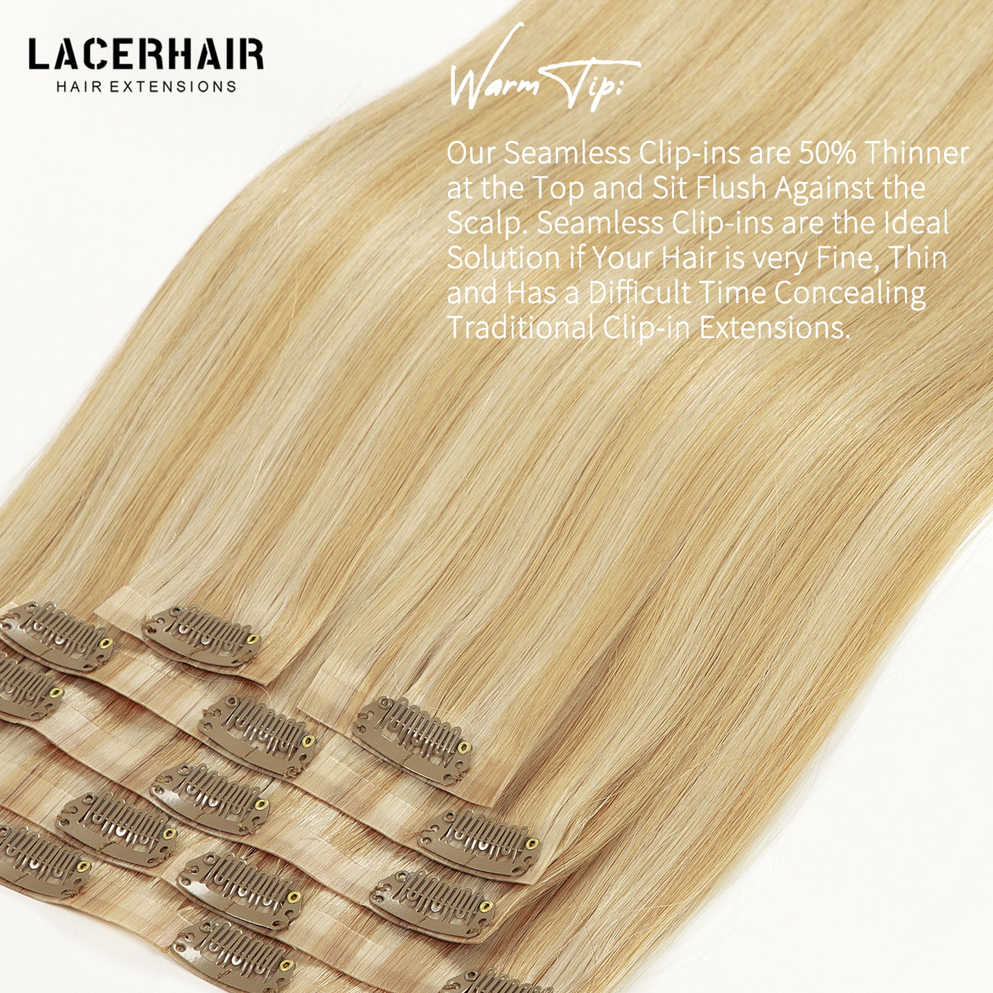 Hair Seamless Clip in Hair Extensions Human Hair Ultra Thin PU Weft Natural Hair Extensions Clip in Extensions lacerhairofficial