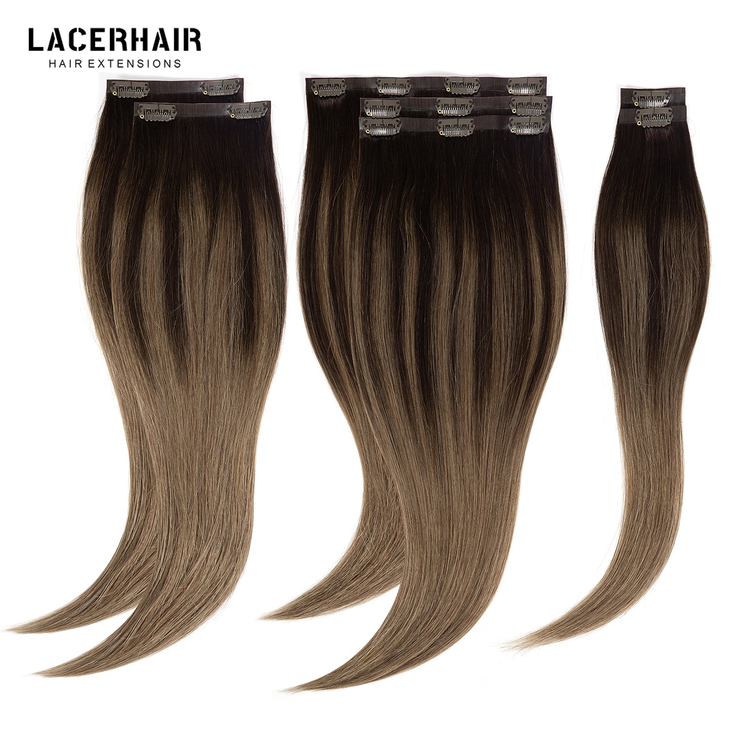 Hair Seamless Clip in Hair Extensions Virgin Human Hair Ultra Thin PU Weft Natural Hair Extensions Clip in Extensions lacerhairofficial