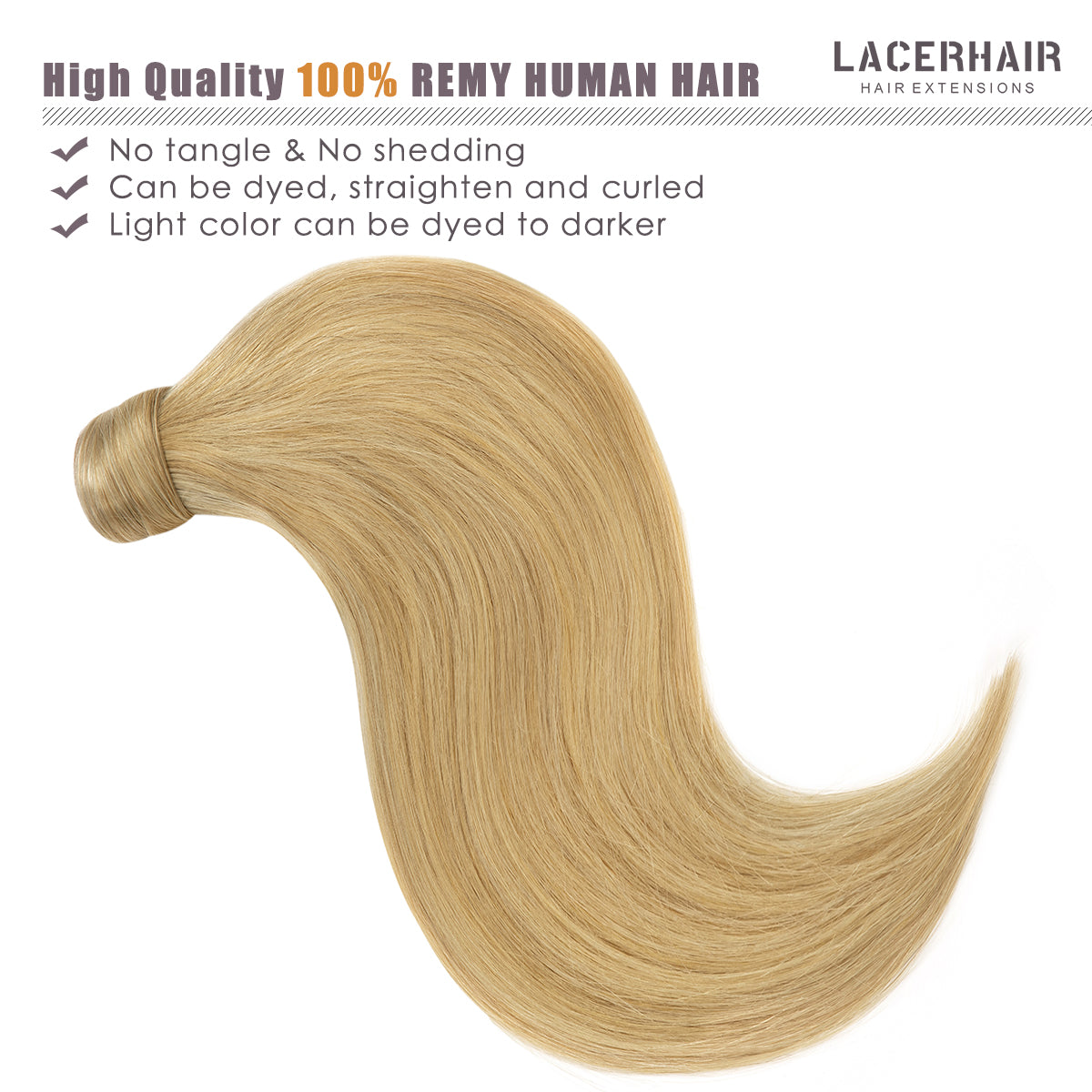 Human Hair Ponytail Highlight Wrap Around Ponytail Human Hair Extensions with Invisible Comb blonde clip lacerhairofficial