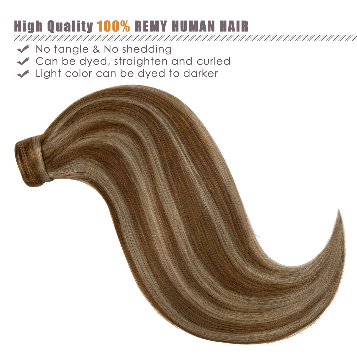 Human Hair Ponytail Wrap Around Ponytail Human Hair Extensions with Invisible Comb blonde clip - lacerhairofficial