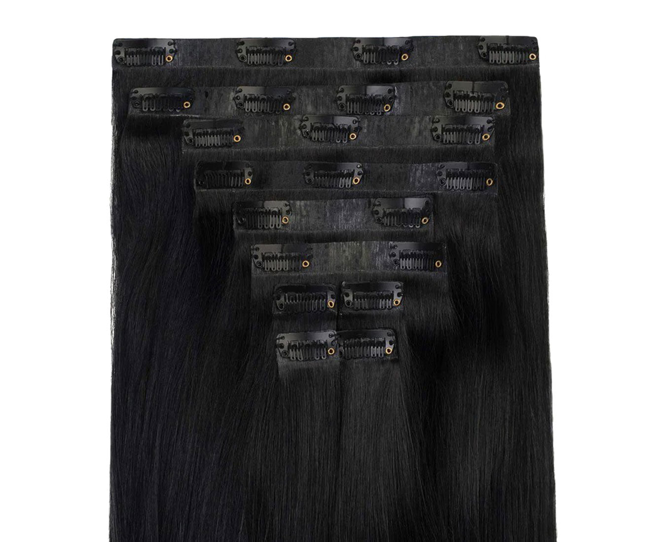 Seamless PU Skin Weft Clip in Hair Extension #1 Off Black