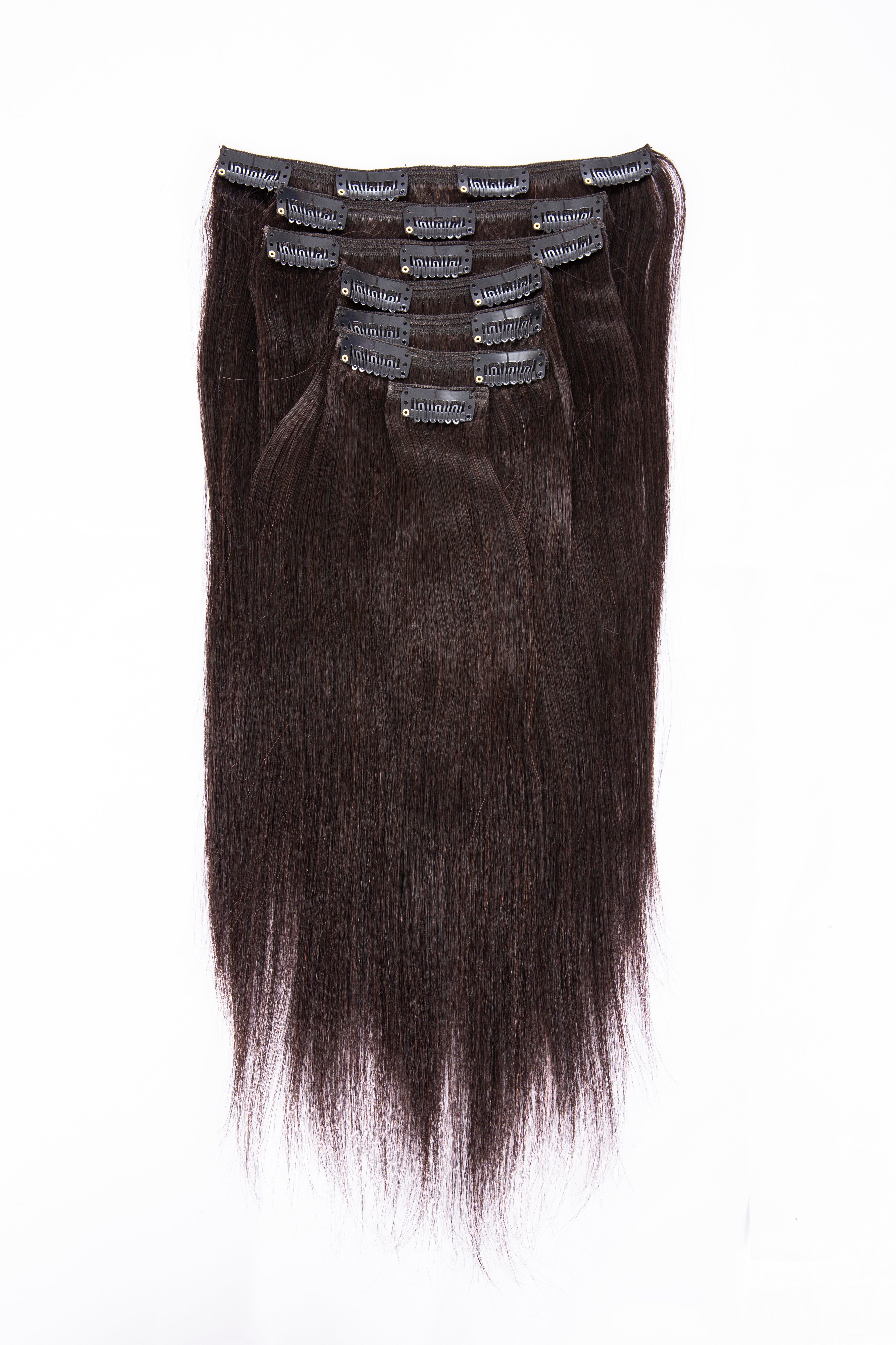 Clip in Hair Extensions,YK#1B Natural Black Color Yaki