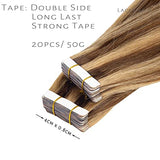Tape-in Hair Extensions P#4-12 Dark Brown to Golden Brown