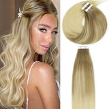 Tape in Hair Extensions B#8/60 Light Brown to Platinum Blond