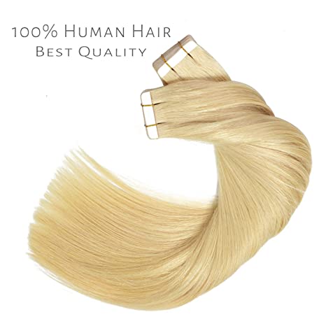 Tape-in Human Hair Extensions #613 Bleach Blonde
