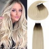 Tape-in Hair Extensions R#2/60 Darker Brown to Platinum Blond - lacerhair