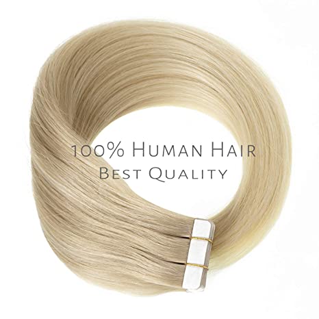 Tape in Hair Extensions B#13/60 Balayage Light Ash Blonde to Platinum Blonde