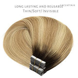 Tape in Hair Extensions R#2-27/613 Bleach Blonde with Darkest Brown - lacerhair