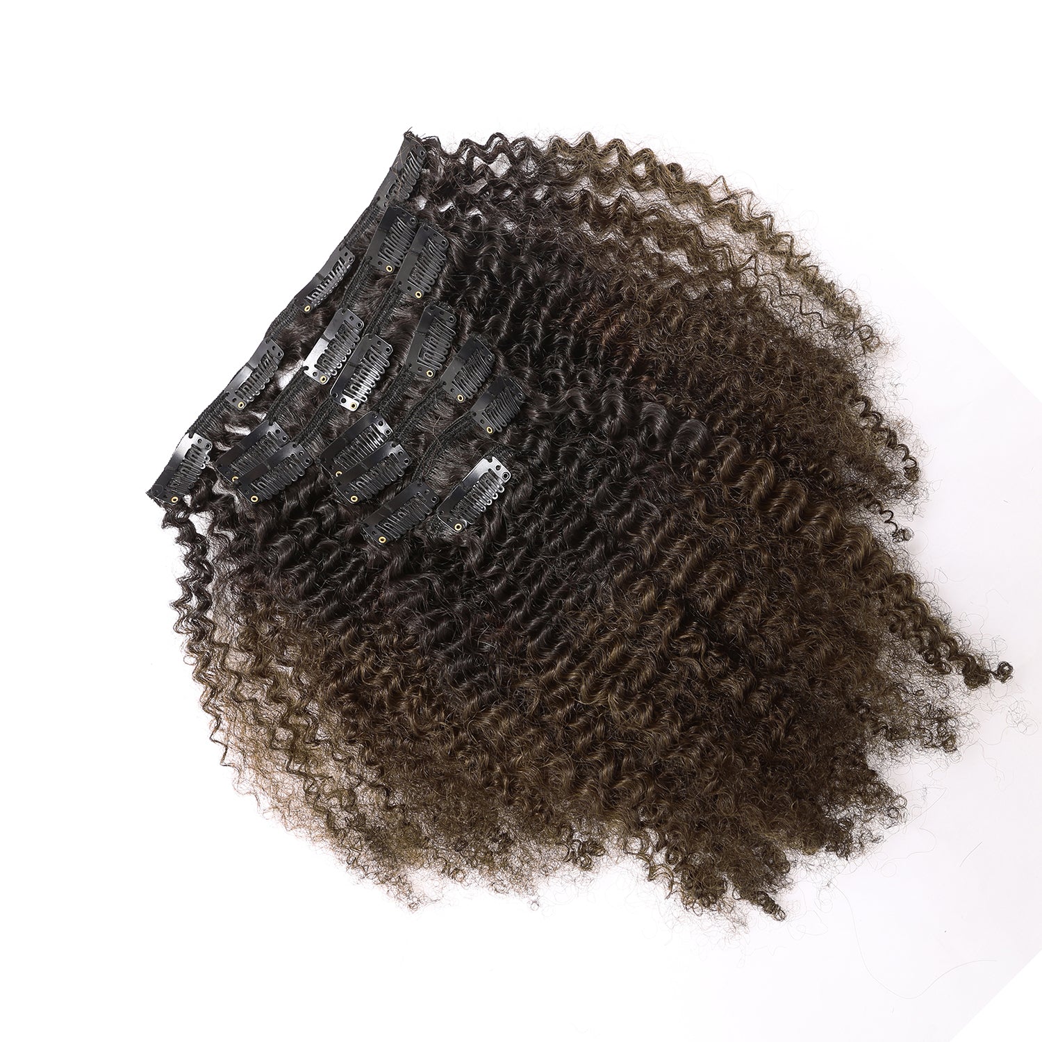 Two Tone Natural Black Fading into Dark Brown T#1B/4 4A 4B Kinky Curly Hair Extension
