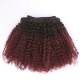 Burgundy Wine Red Full Head  4A 4B T#1B/99J Clip in Hair Extensions Kinky Curly