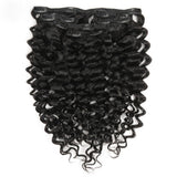 Clip in Hair Extensions Jerry Curly 3B 3C Natural Black Color 100% #1B