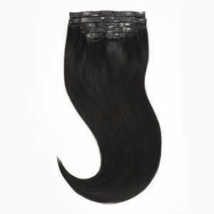 Seamless PU Skin Weft Clip in Hair Extension #1 Off Black