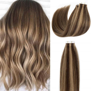 Tape-in Hair Extensions P#4-12 Dark Brown to Golden Brown