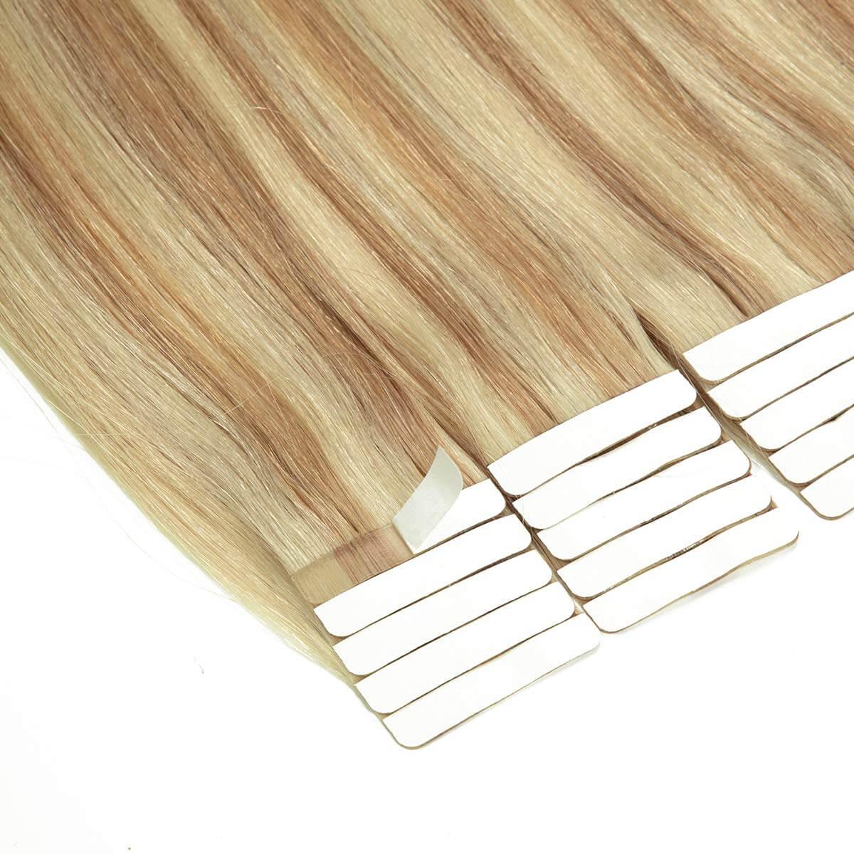 Tape In Hair Extension P#12/60 Highlight Golden Blond Mixed Platinum Blonde - lacerhair